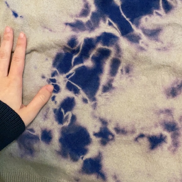 RAQUEL ALLEGRA / Tie Dye  distressed indigo cashmere sweater 2 medium M purple - Picture 6 of 6